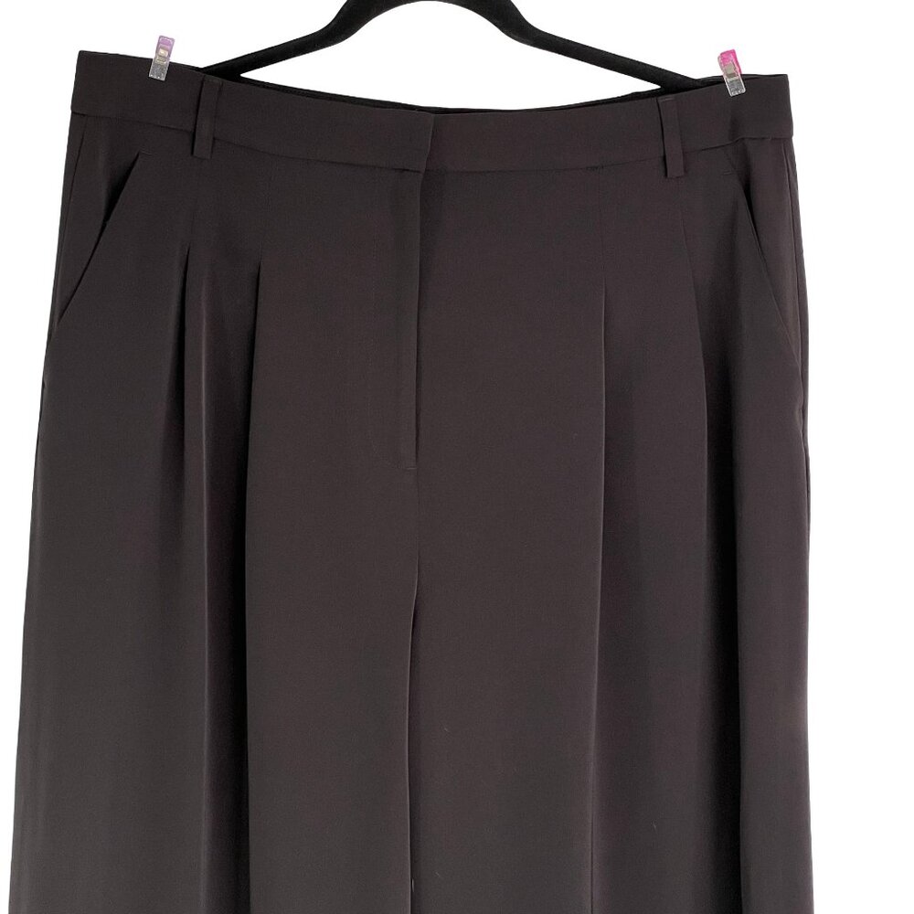 Wide Leg Pants. Black Trouser, High Waist,Pleated. Elastic waistband. Size 14.
